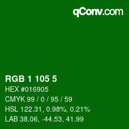 Farbcode: RGB 1 105 5 | qconv.com