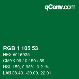 Color code: RGB 1 105 53 | qconv.com