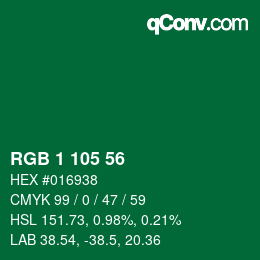 Color code: RGB 1 105 56 | qconv.com