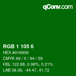 Color code: RGB 1 105 6 | qconv.com