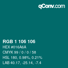 Color code: RGB 1 106 106 | qconv.com