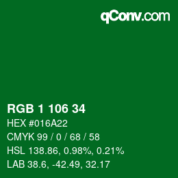 Farbcode: RGB 1 106 34 | qconv.com