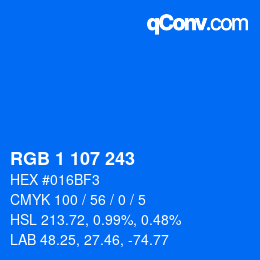 Color code: RGB 1 107 243 | qconv.com