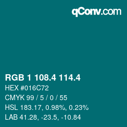 カラーコード: RGB 1 108.4 114.4 | qconv.com