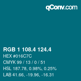 カラーコード: RGB 1 108.4 124.4 | qconv.com