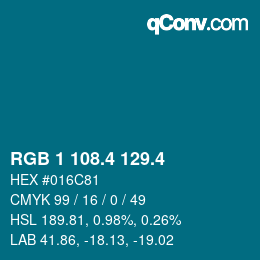 カラーコード: RGB 1 108.4 129.4 | qconv.com