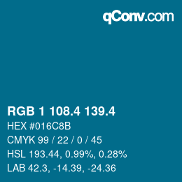 カラーコード: RGB 1 108.4 139.4 | qconv.com