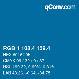 カラーコード: RGB 1 108.4 159.4 | qconv.com