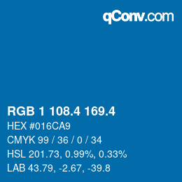 カラーコード: RGB 1 108.4 169.4 | qconv.com