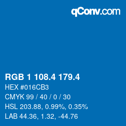 カラーコード: RGB 1 108.4 179.4 | qconv.com