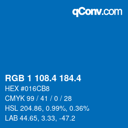 カラーコード: RGB 1 108.4 184.4 | qconv.com