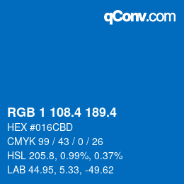 カラーコード: RGB 1 108.4 189.4 | qconv.com