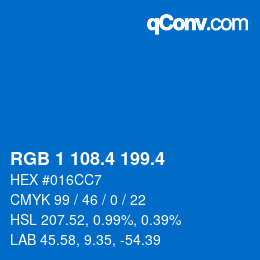 カラーコード: RGB 1 108.4 199.4 | qconv.com