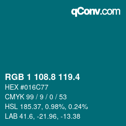 カラーコード: RGB 1 108.8 119.4 | qconv.com