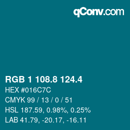 カラーコード: RGB 1 108.8 124.4 | qconv.com