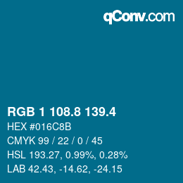 カラーコード: RGB 1 108.8 139.4 | qconv.com
