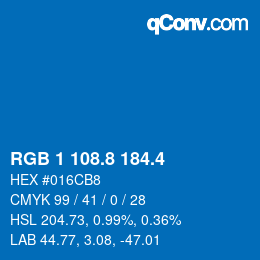 カラーコード: RGB 1 108.8 184.4 | qconv.com