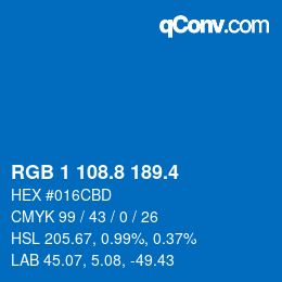 カラーコード: RGB 1 108.8 189.4 | qconv.com