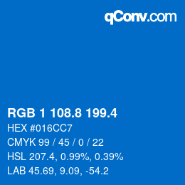 カラーコード: RGB 1 108.8 199.4 | qconv.com
