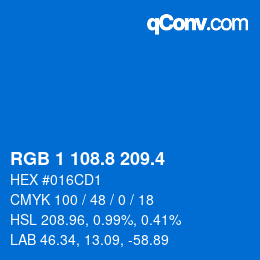 カラーコード: RGB 1 108.8 209.4 | qconv.com