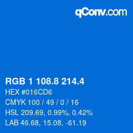 カラーコード: RGB 1 108.8 214.4 | qconv.com