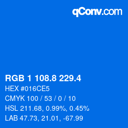 カラーコード: RGB 1 108.8 229.4 | qconv.com