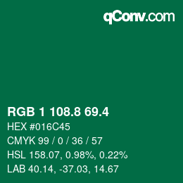 カラーコード: RGB 1 108.8 69.4 | qconv.com