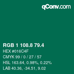 カラーコード: RGB 1 108.8 79.4 | qconv.com