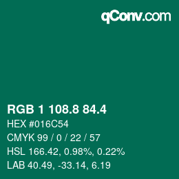 カラーコード: RGB 1 108.8 84.4 | qconv.com