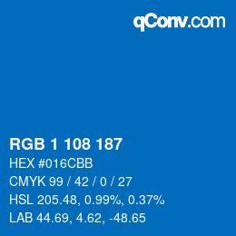 Color code: RGB 1 108 187 | qconv.com