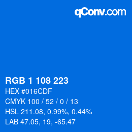 Color code: RGB 1 108 223 | qconv.com