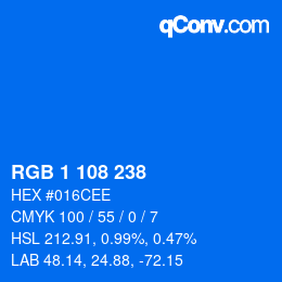 Color code: RGB 1 108 238 | qconv.com