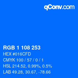 Color code: RGB 1 108 253 | qconv.com