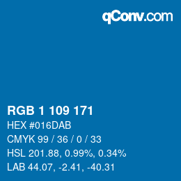 カラーコード: RGB 1 109 171 | qconv.com