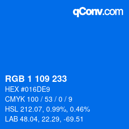 Color code: RGB 1 109 233 | qconv.com