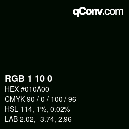 カラーコード: RGB 1 10 0 | qconv.com