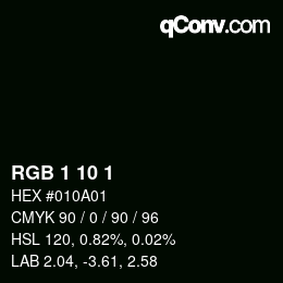 Color code: RGB 1 10 1 | qconv.com