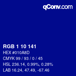 カラーコード: RGB 1 10 141 | qconv.com