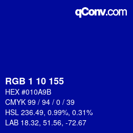 Color code: RGB 1 10 155 | qconv.com