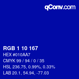 Color code: RGB 1 10 167 | qconv.com