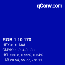 Color code: RGB 1 10 170 | qconv.com
