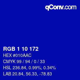 Color code: RGB 1 10 172 | qconv.com