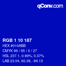 Color code: RGB 1 10 187 | qconv.com