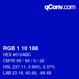 颜色代码: RGB 1 10 188 | qconv.com