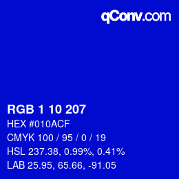 Color code: RGB 1 10 207 | qconv.com