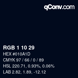 Color code: RGB 1 10 29 | qconv.com