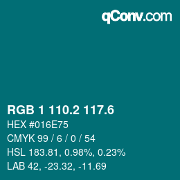 カラーコード: RGB 1 110.2 117.6 | qconv.com