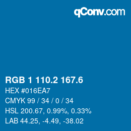 カラーコード: RGB 1 110.2 167.6 | qconv.com