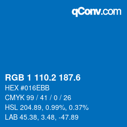 カラーコード: RGB 1 110.2 187.6 | qconv.com