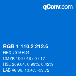 カラーコード: RGB 1 110.2 212.6 | qconv.com